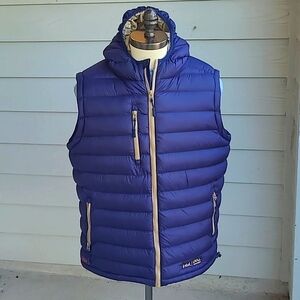 STRAIGHT DOWN Dell Intel Dark Navy Blue Puffy Down Hooded Mens XL‎ Full Zip Vest